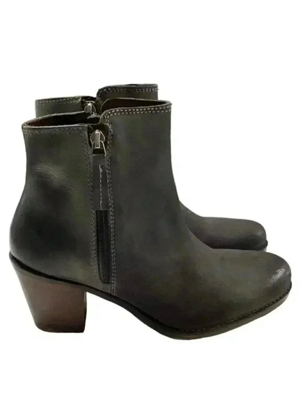 Roan By Bed Stu Boots Womens 11 Gray Lina Leather Double Zip Distressed NEW - Picture 4 of 10